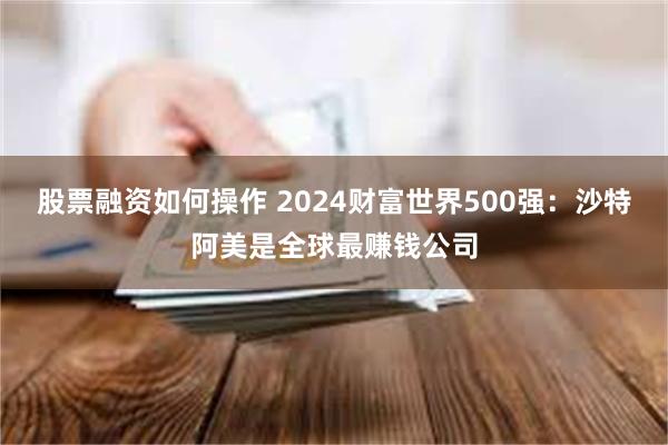 股票融资如何操作 2024财富世界500强：沙特阿美是全球最赚钱公司