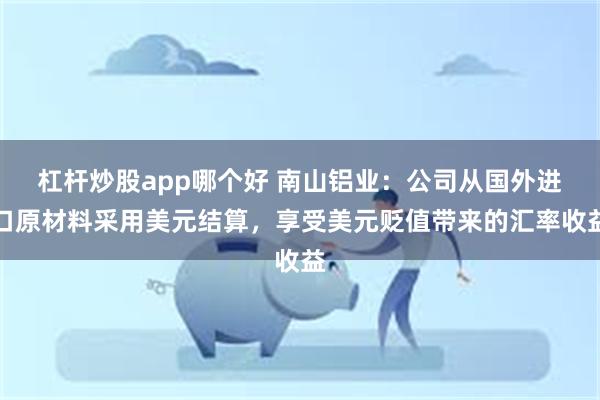 杠杆炒股app哪个好 南山铝业：公司从国外进口原材料采用美元结算，享受美元贬值带来的汇率收益